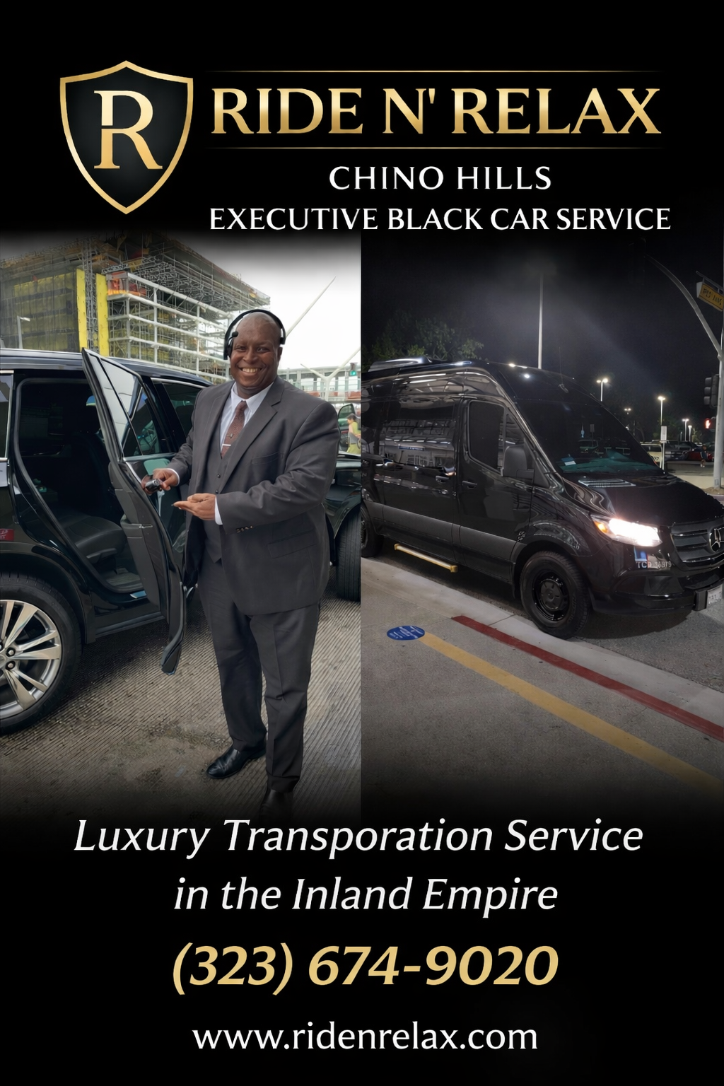 “Executive Black Car Service parked in Chino Hills CA.”
