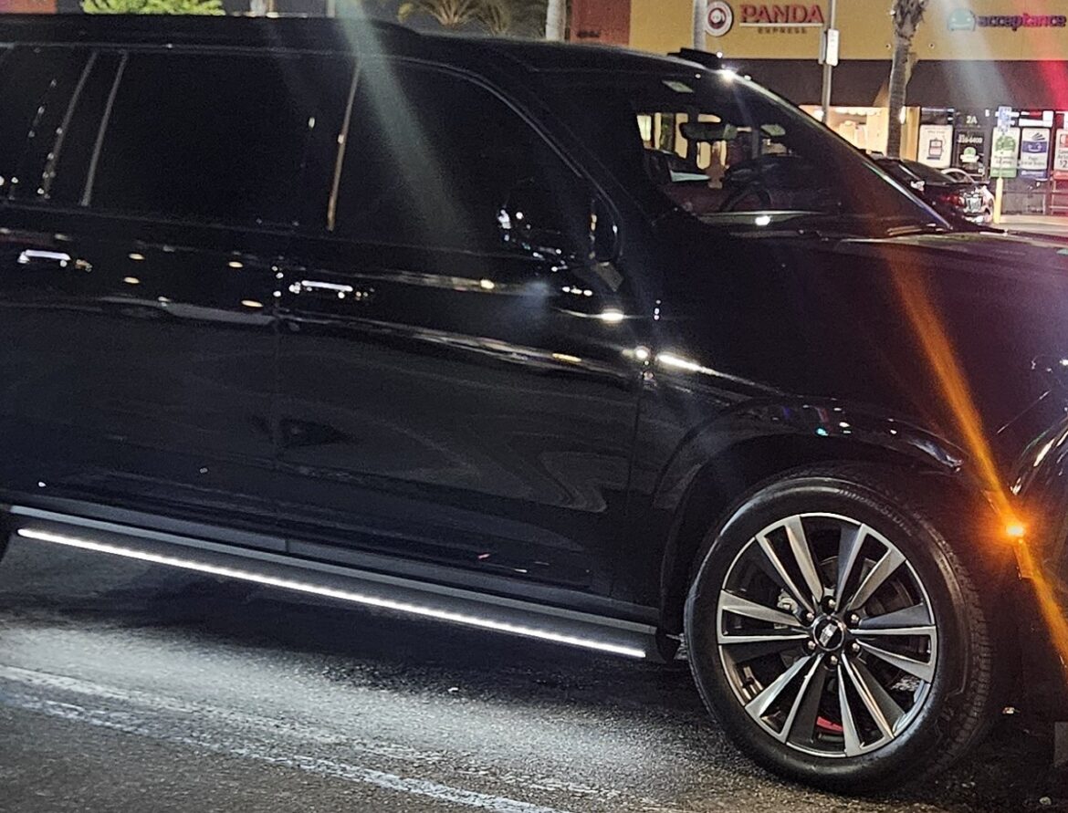 Luxury Cadillac Escalade ESV fleet vehicle providing private Lake Arrowhead town car and airport shuttle service