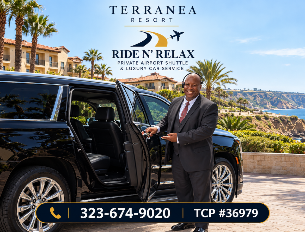 "Ride N’ Relax owner and private chauffeur Patrick W Paige providing professional luxury transportation to Terranea Resort"