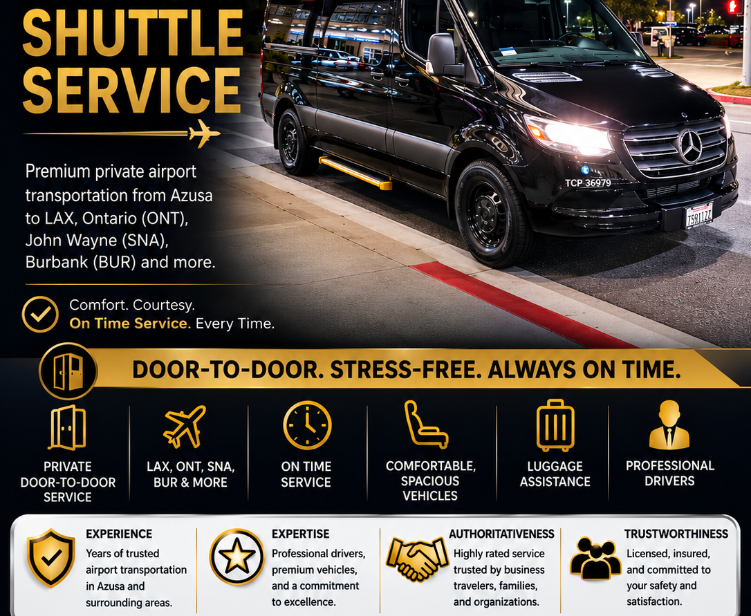 Azusa Private Airport Shuttle Service, Luxury Mercedes Benz Sprinter