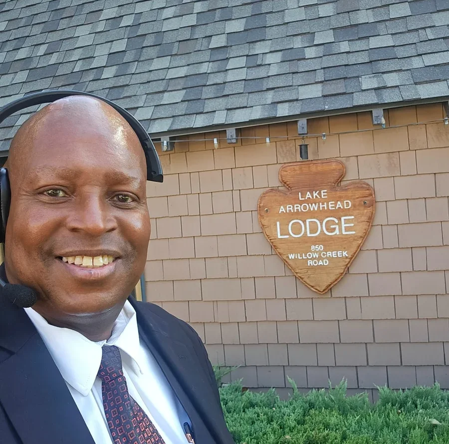 "Patrick W. Paige outside UCLA Lake Arrowhead Lodge"